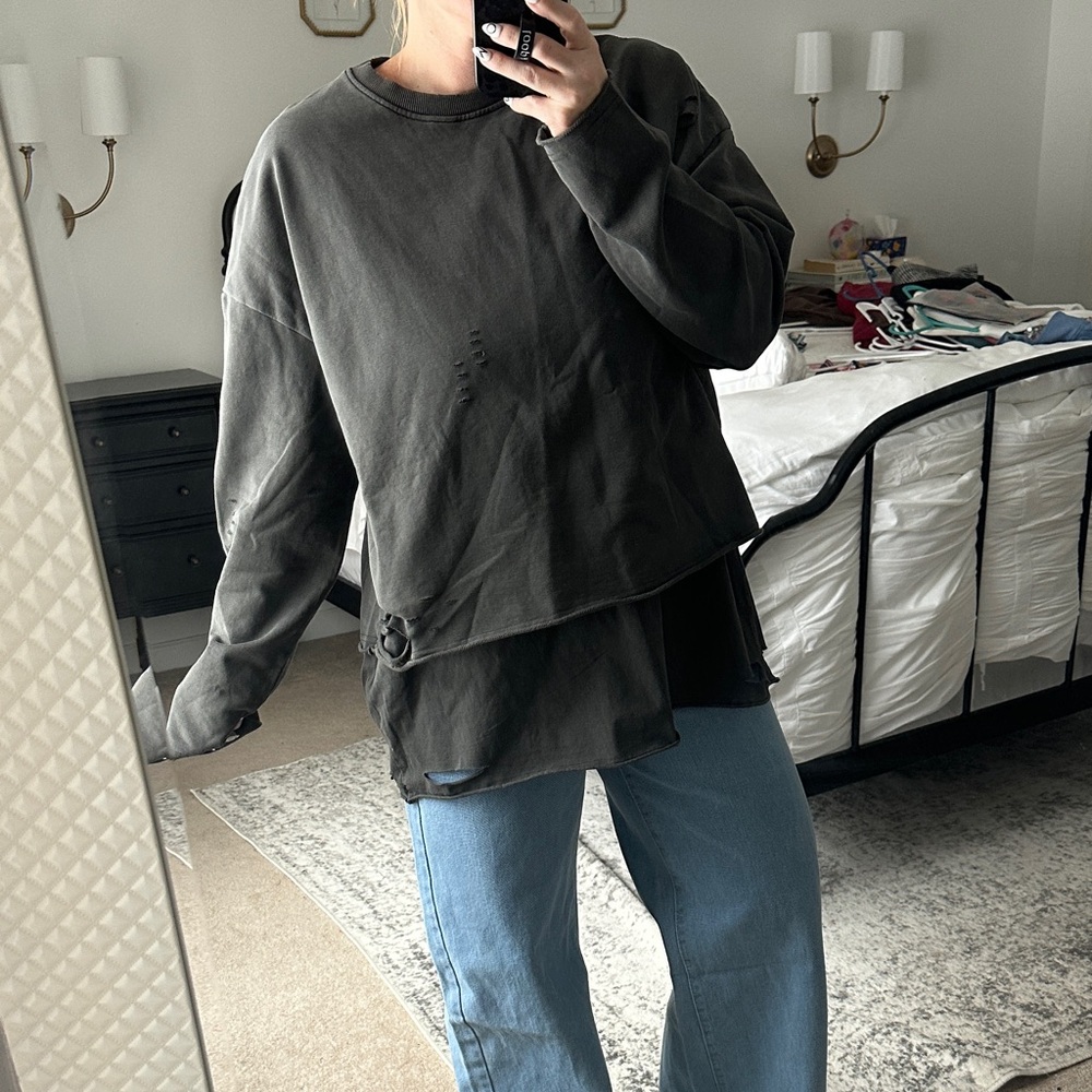 Women's distressed Black Layered Top